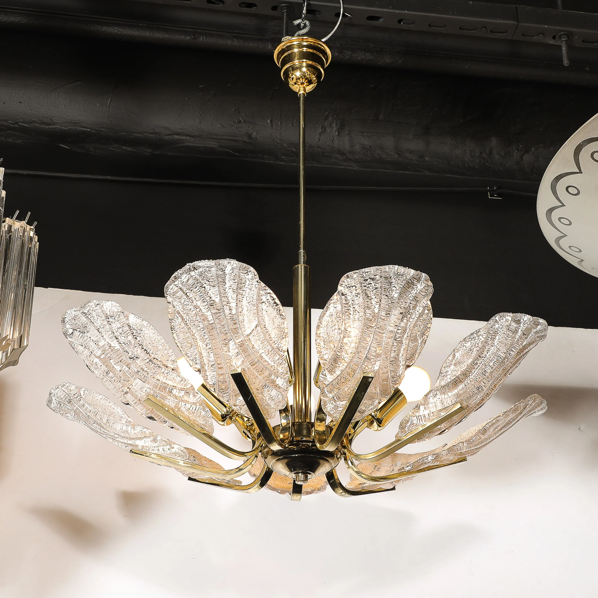Mid-Century Hand-Blown Murano Glass Six Arm Chandelier by Barovier